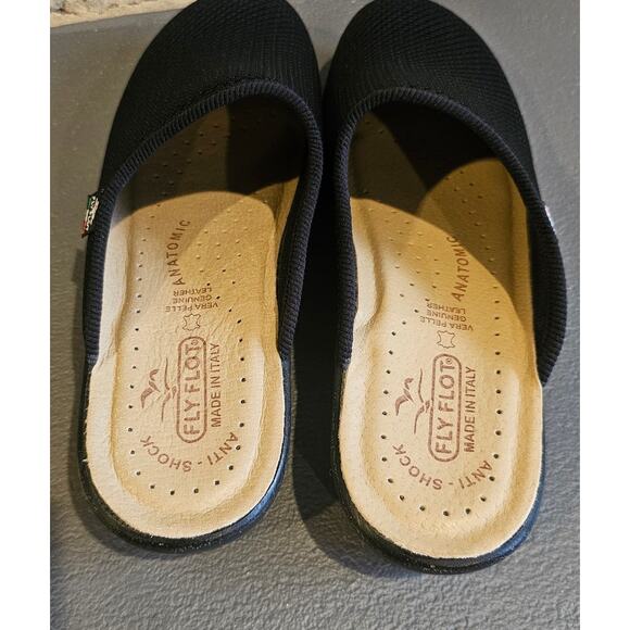 Fly Flot Mesh Slip On Comfort Clogs Genuine Leather Shoes, Black Womens Sz 9.5 - Picture 3 of 5